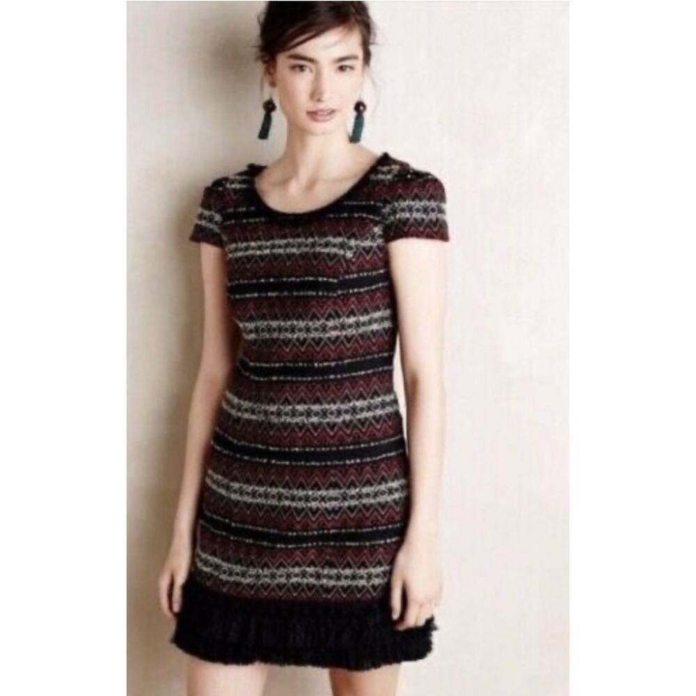 Anthropologie Vanessa Virginia Jinete Embellished Fringe Sweater Dress. Size 4